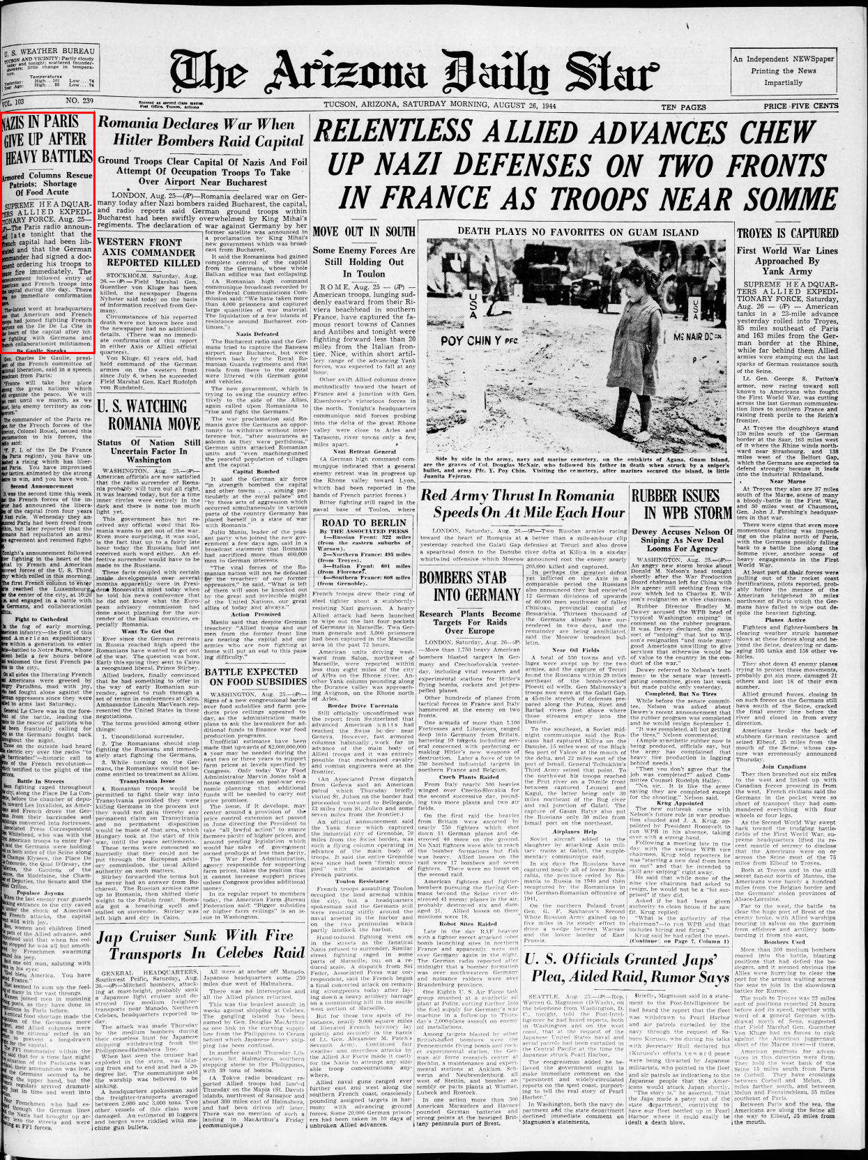Aug. 26, 1944: Paris is liberated